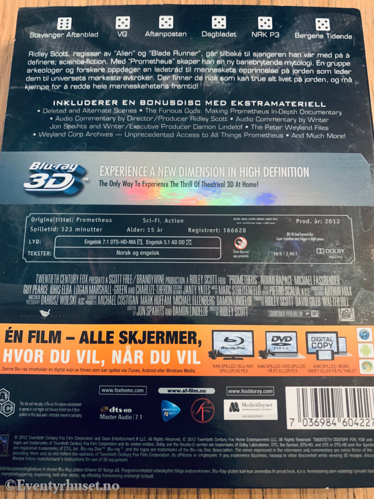 Prometheus (2012). Blu-Ray.