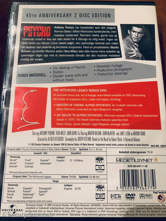 Psycho. 1960. Dvd .