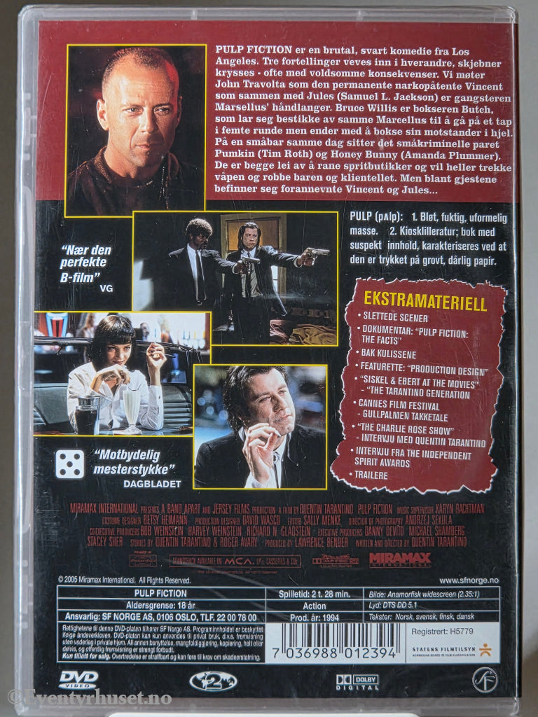 Pulp Fiction (1994). DVD. Ny i plast!