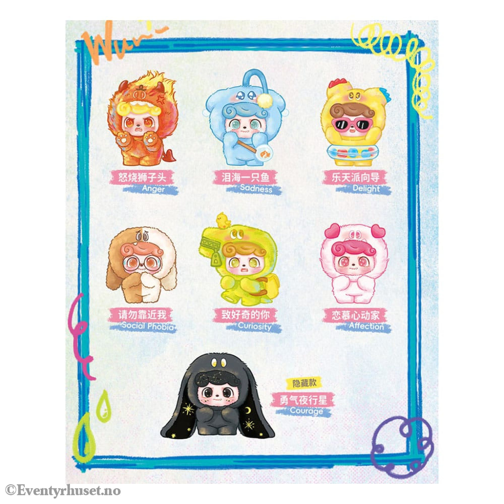 QKid: Emotional Hairy Monsters Series Blind Box figure 12 - 14 cm Display (6) Toys