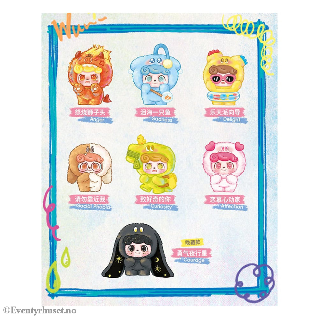 QKid: Emotional Hairy Monsters Series Blind Box figure 12 - 14 cm Display (6) Toys
