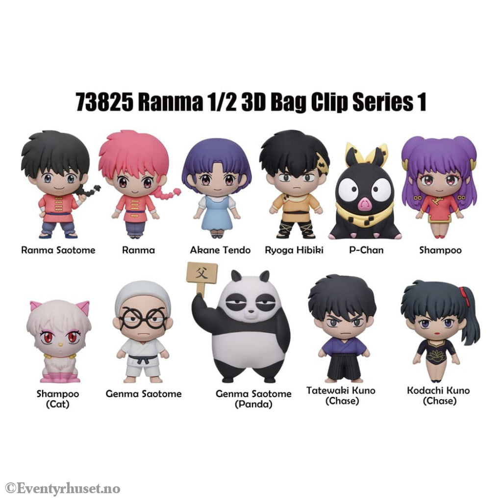 Ranma 1/2 3D PVC Bag Clips Series 1 Display (24) Manga & Anime