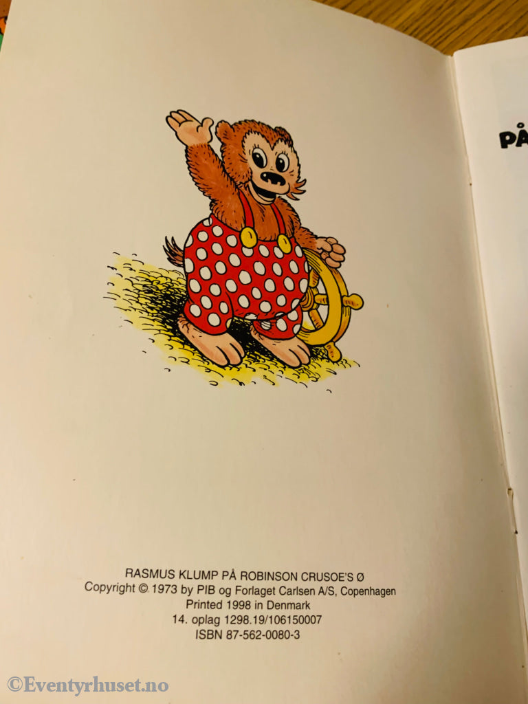 Rasmus Klump (Bamse Bjørn) - På Robinson Crusoe’s Ø. 1973/98. Tegneserieblad