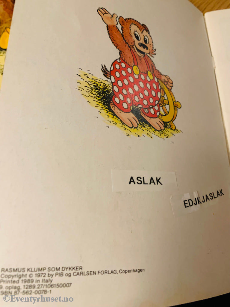 Rasmus Klump (Bamse Bjørn) Som Dykker. 1972/89. Tegneserieblad