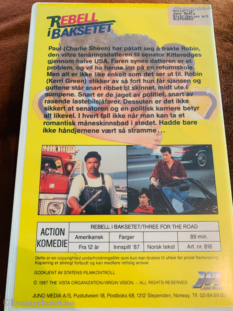 Rebell i Baksetet (1987). VHS Big Box.