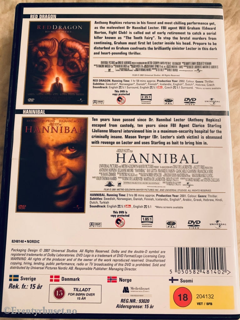 Red Dragon / Hannibal. Dvd. Dvd