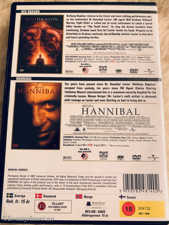 Red Dragon / Hannibal. Dvd. Dvd