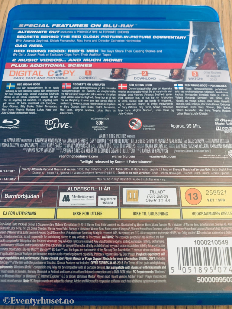 Red Riding Hood (2011). Blu-Ray.