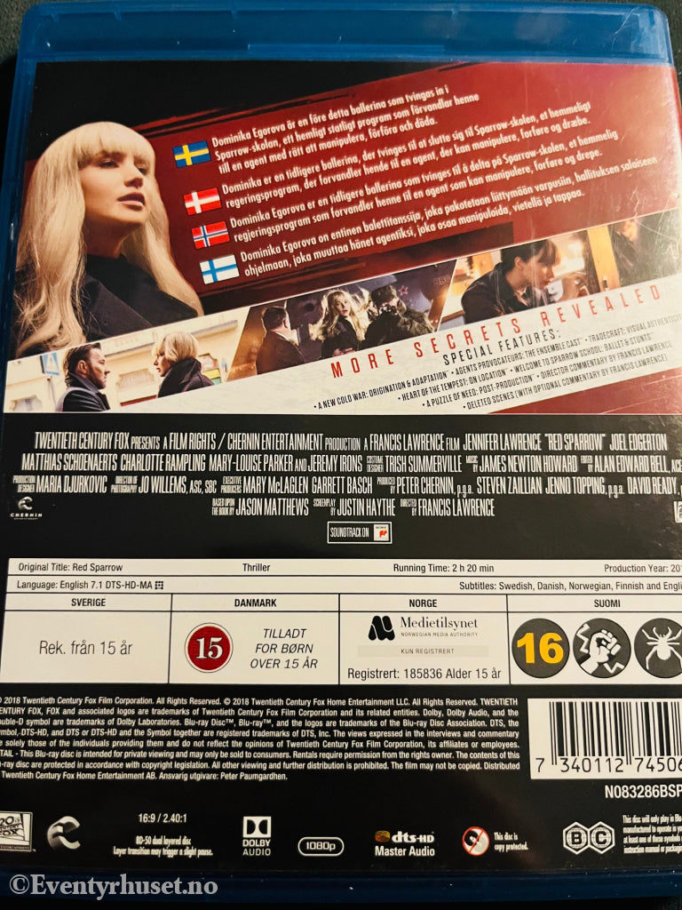 Red Sparrow. Blu - Ray. Blu - Ray Disc