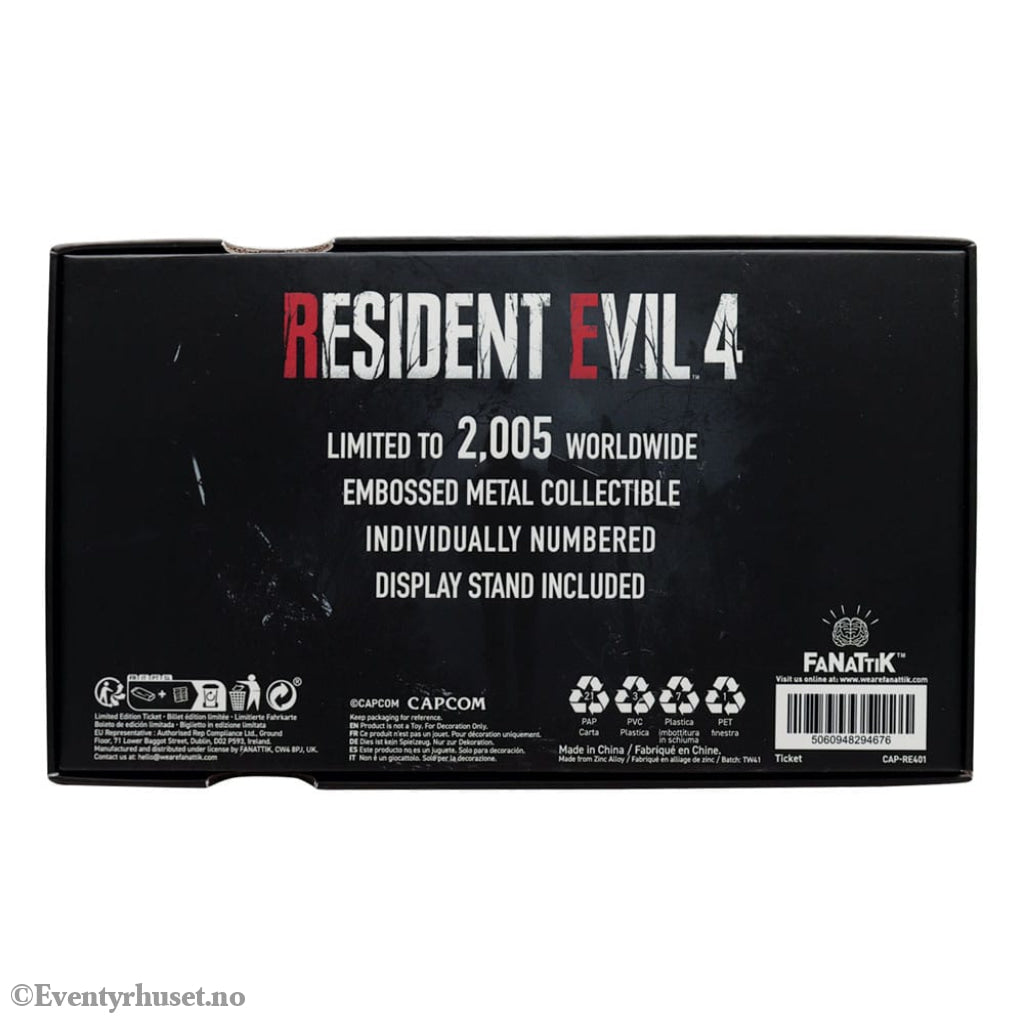 Resident Evil 4 Replica 1/1 Metal Exclusive Upgrade Ticket Collectibles