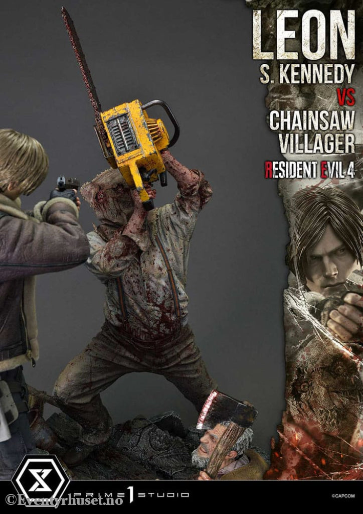 Resident Evil 4 Ultimate Premium Masterline Series Statue 1/4 Leon S. Kennedy vs. Chainsaw Villager 76 cm Collectibles