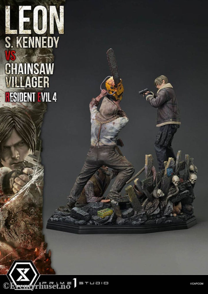 Resident Evil 4 Ultimate Premium Masterline Series Statue 1/4 Leon S. Kennedy vs. Chainsaw Villager 76 cm Collectibles