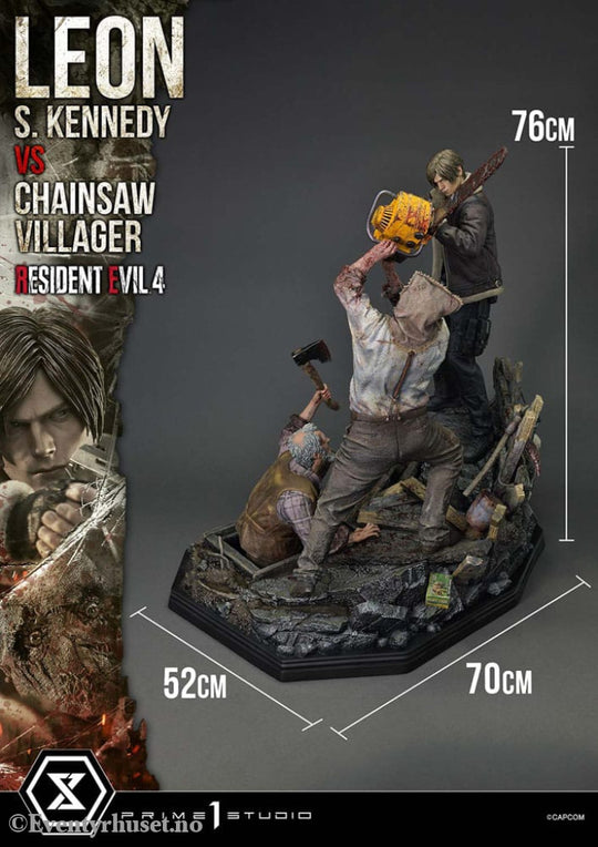 Resident Evil 4 Ultimate Premium Masterline Series Statue 1/4 Leon S. Kennedy vs. Chainsaw Villager 76 cm Collectibles