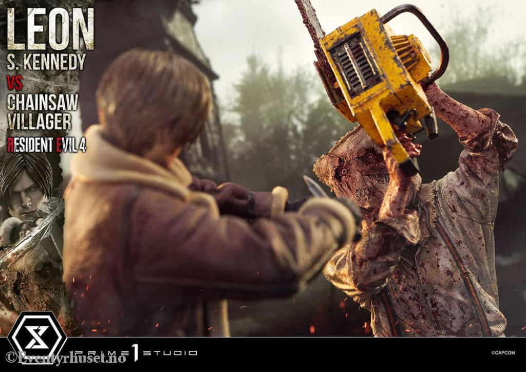 Resident Evil 4 Ultimate Premium Masterline Series Statue 1/4 Leon S. Kennedy vs. Chainsaw Villager 76 cm Collectibles