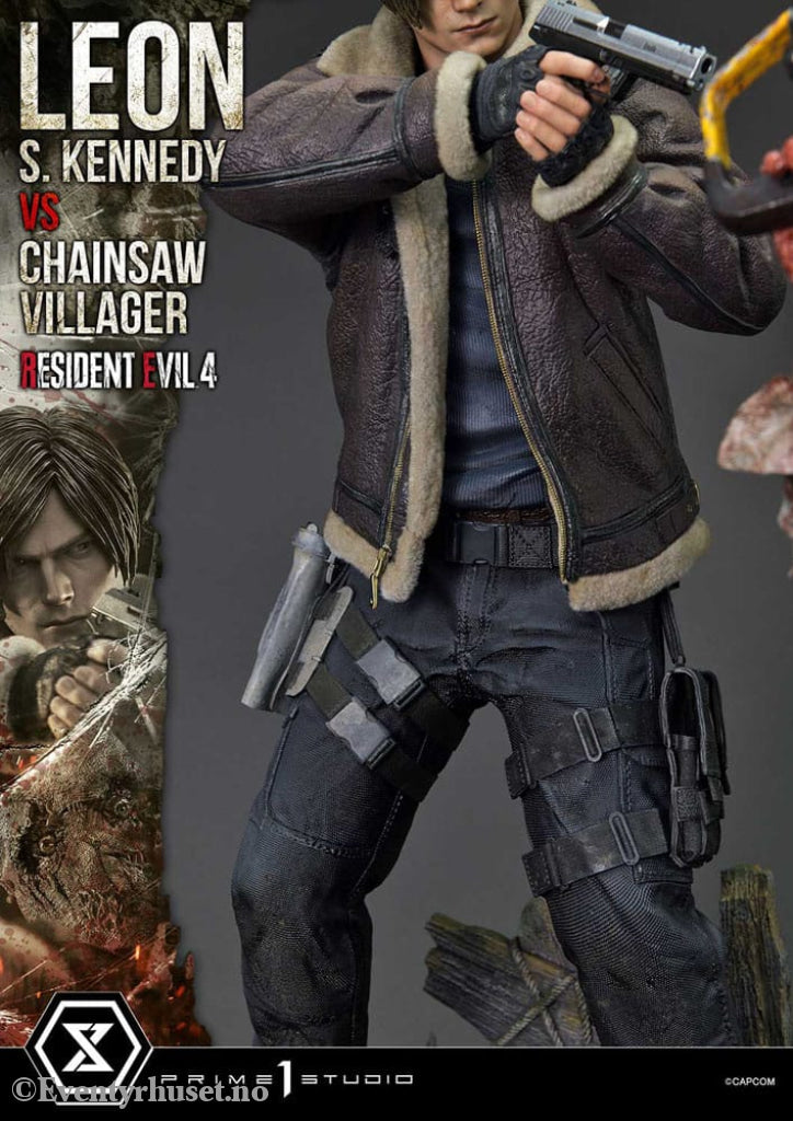 Resident Evil 4 Ultimate Premium Masterline Series Statue 1/4 Leon S. Kennedy vs. Chainsaw Villager 76 cm Collectibles