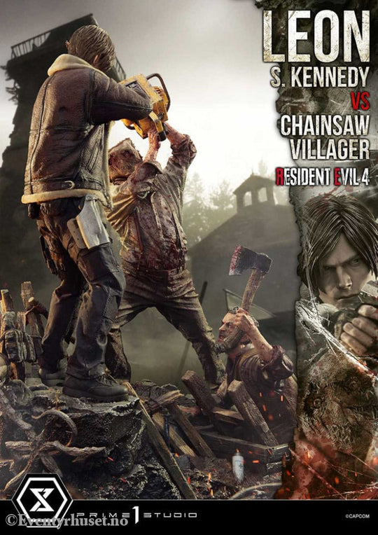 Resident Evil 4 Ultimate Premium Masterline Series Statue 1/4 Leon S. Kennedy vs. Chainsaw Villager 76 cm Collectibles