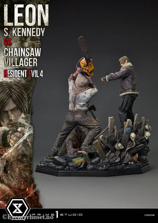 Resident Evil 4 Ultimate Premium Masterline Series Statue 1/4 Leon S. Kennedy vs. Chainsaw Villager 76 cm Collectibles