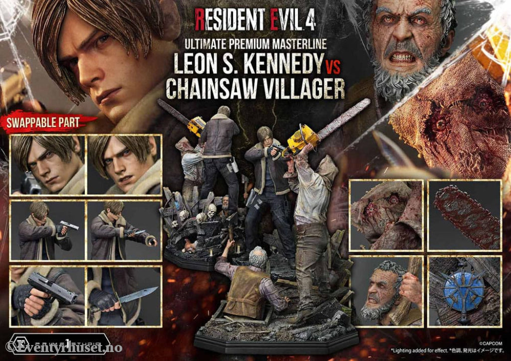 Resident Evil 4 Ultimate Premium Masterline Series Statue 1/4 Leon S. Kennedy vs. Chainsaw Villager 76 cm Collectibles