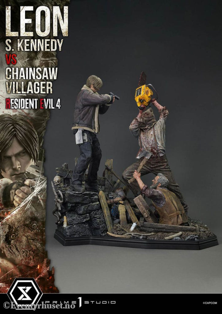 Resident Evil 4 Ultimate Premium Masterline Series Statue 1/4 Leon S. Kennedy vs. Chainsaw Villager 76 cm Collectibles
