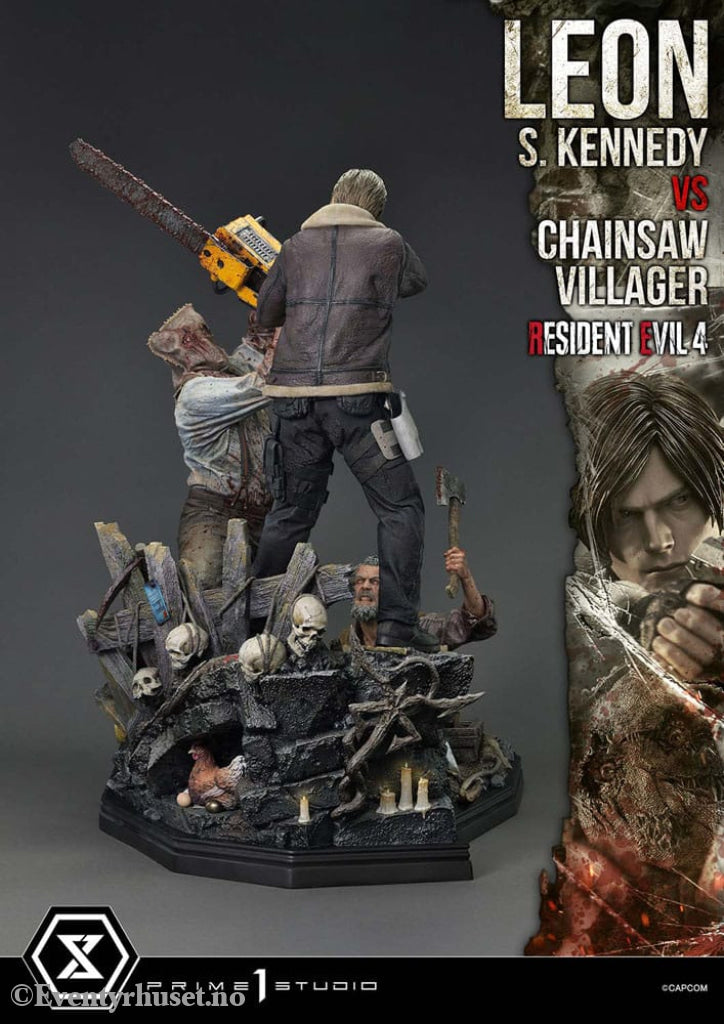 Resident Evil 4 Ultimate Premium Masterline Series Statue 1/4 Leon S. Kennedy vs. Chainsaw Villager Bonus Ver. 76 cm