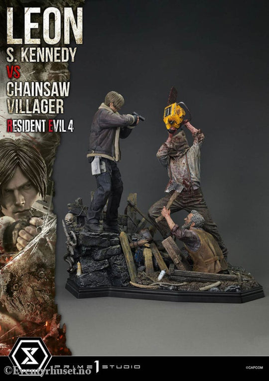 Resident Evil 4 Ultimate Premium Masterline Series Statue 1/4 Leon S. Kennedy vs. Chainsaw Villager Bonus Ver. 76 cm