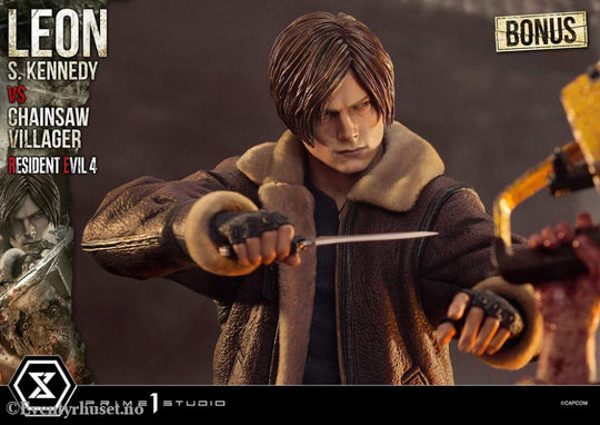 Resident Evil 4 Ultimate Premium Masterline Series Statue 1/4 Leon S. Kennedy vs. Chainsaw Villager Bonus Ver. 76 cm
