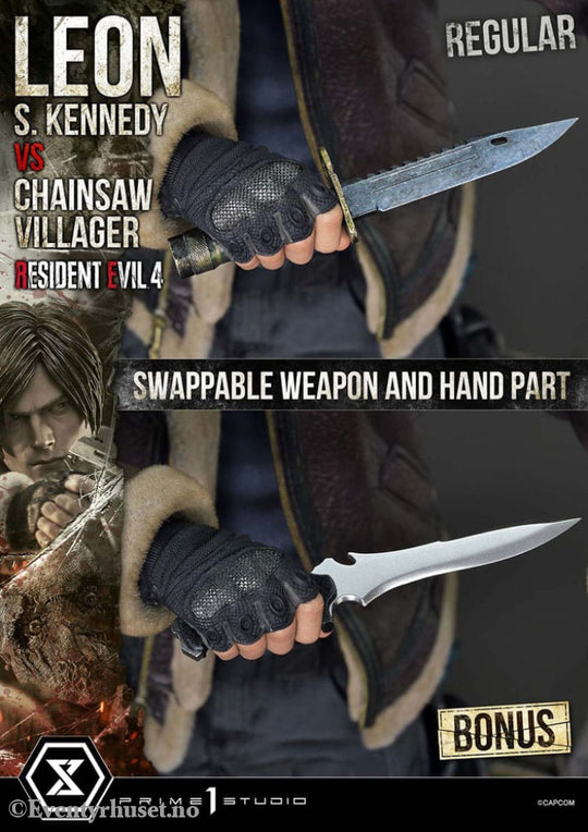 Resident Evil 4 Ultimate Premium Masterline Series Statue 1/4 Leon S. Kennedy vs. Chainsaw Villager Bonus Ver. 76 cm