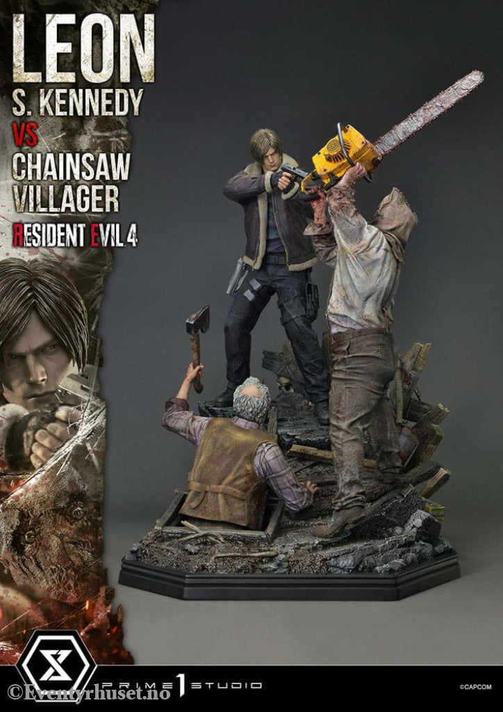 Resident Evil 4 Ultimate Premium Masterline Series Statue 1/4 Leon S. Kennedy vs. Chainsaw Villager Bonus Ver. 76 cm