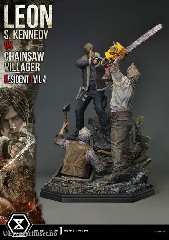 Resident Evil 4 Ultimate Premium Masterline Series Statue 1/4 Leon S. Kennedy vs. Chainsaw Villager Bonus Ver. 76 cm