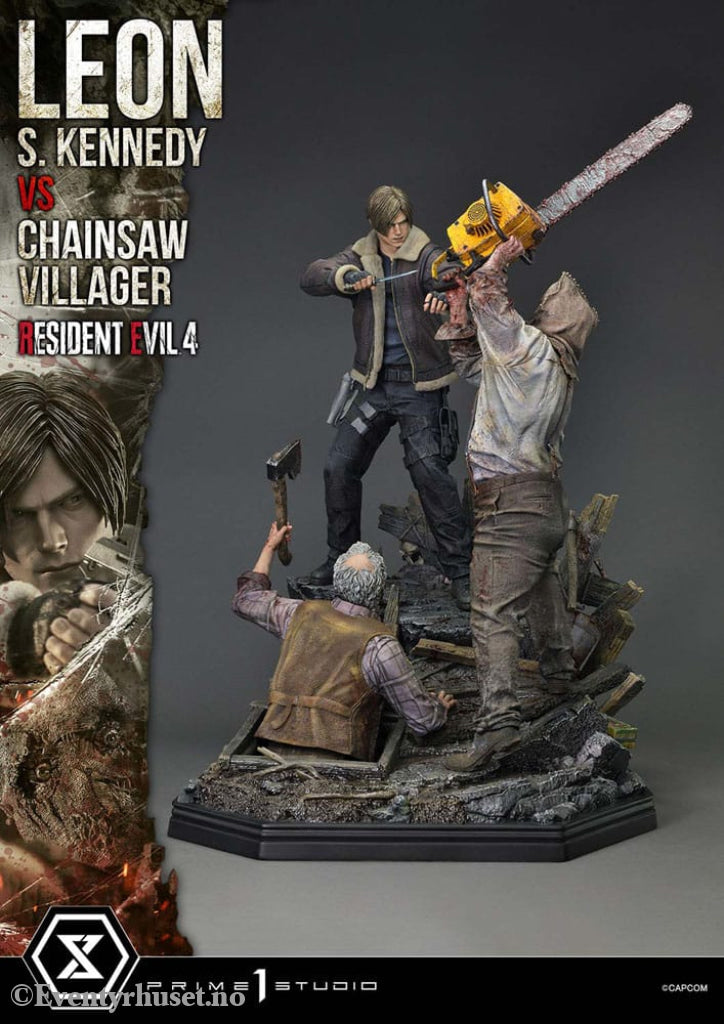 Resident Evil 4 Ultimate Premium Masterline Series Statue 1/4 Leon S. Kennedy vs. Chainsaw Villager Bonus Ver. 76 cm