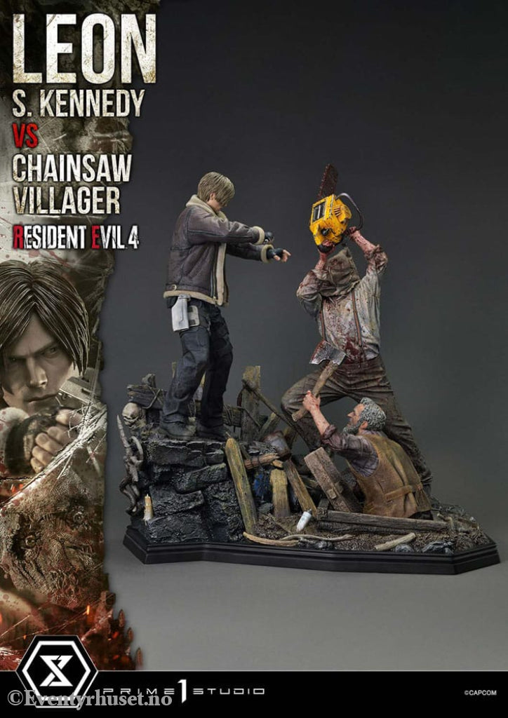 Resident Evil 4 Ultimate Premium Masterline Series Statue 1/4 Leon S. Kennedy vs. Chainsaw Villager Bonus Ver. 76 cm