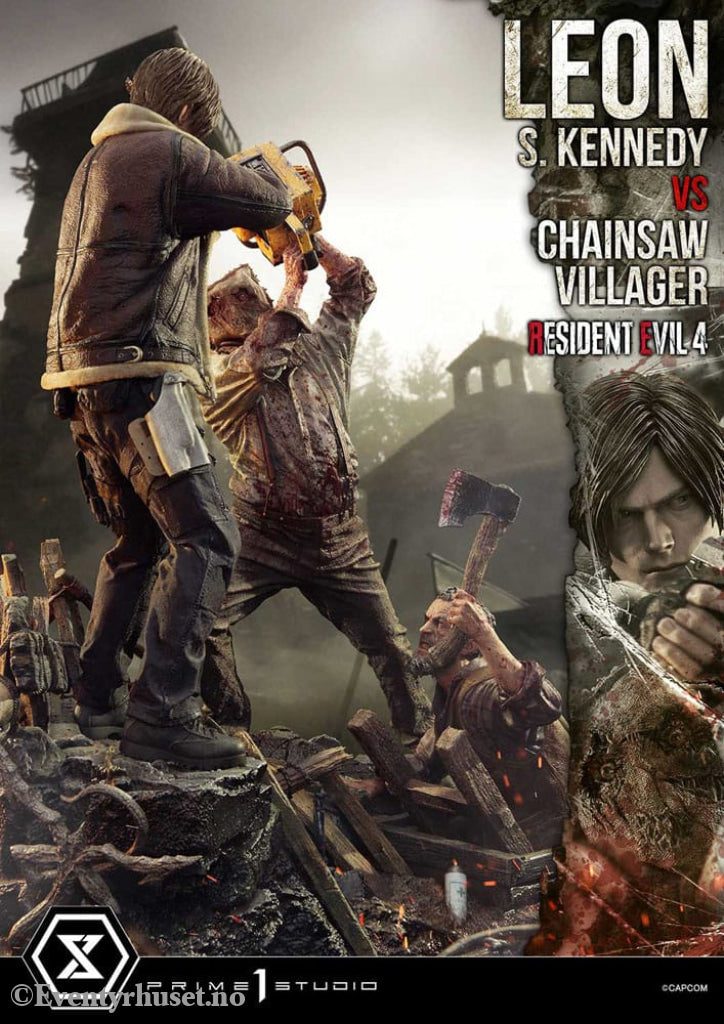 Resident Evil 4 Ultimate Premium Masterline Series Statue 1/4 Leon S. Kennedy vs. Chainsaw Villager Bonus Ver. 76 cm