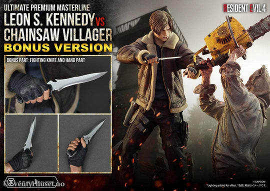 Resident Evil 4 Ultimate Premium Masterline Series Statue 1/4 Leon S. Kennedy vs. Chainsaw Villager Bonus Ver. 76 cm