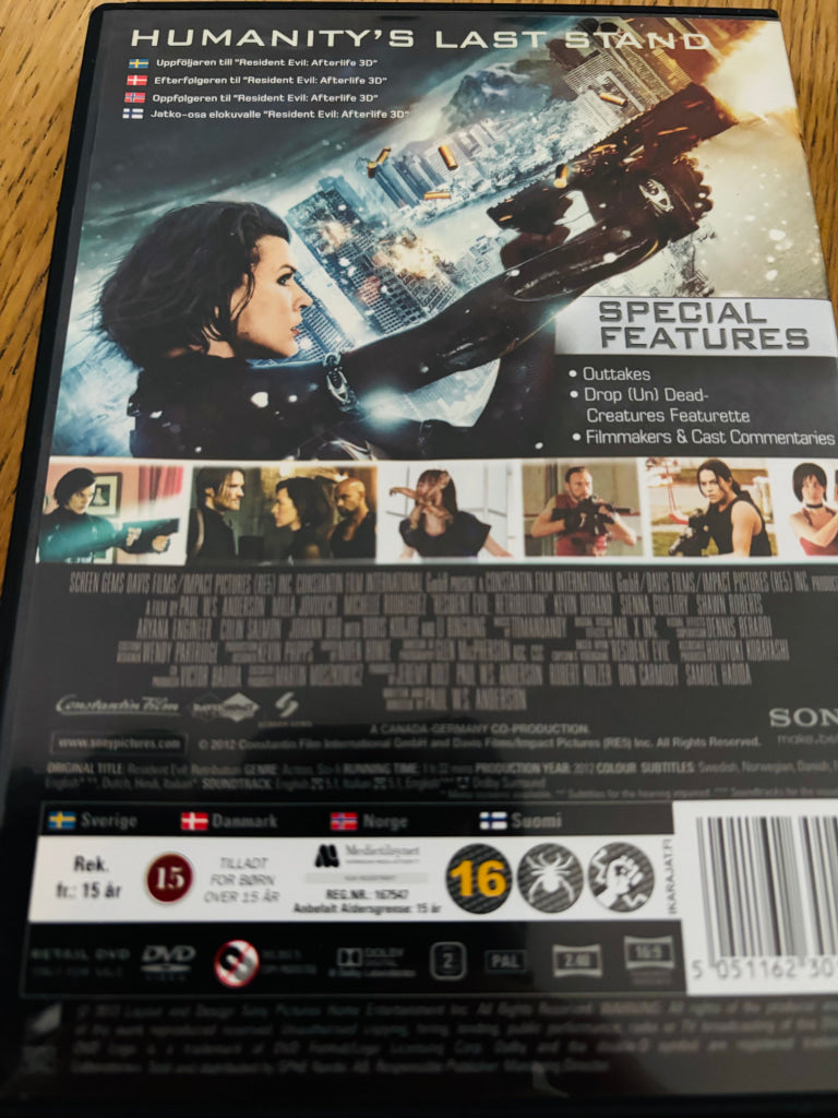 Resident Evil: Retribution. DVD.