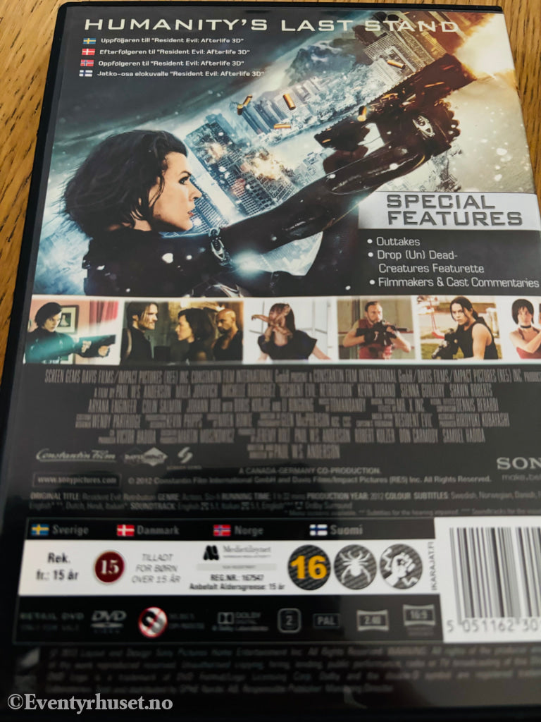 Resident Evil: Retribution. DVD.