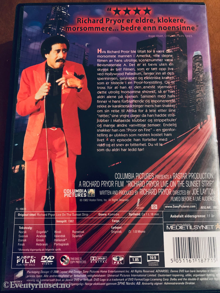 Richard Pryor - Live On Sunset Strip. 1982. Dvd. Dvd