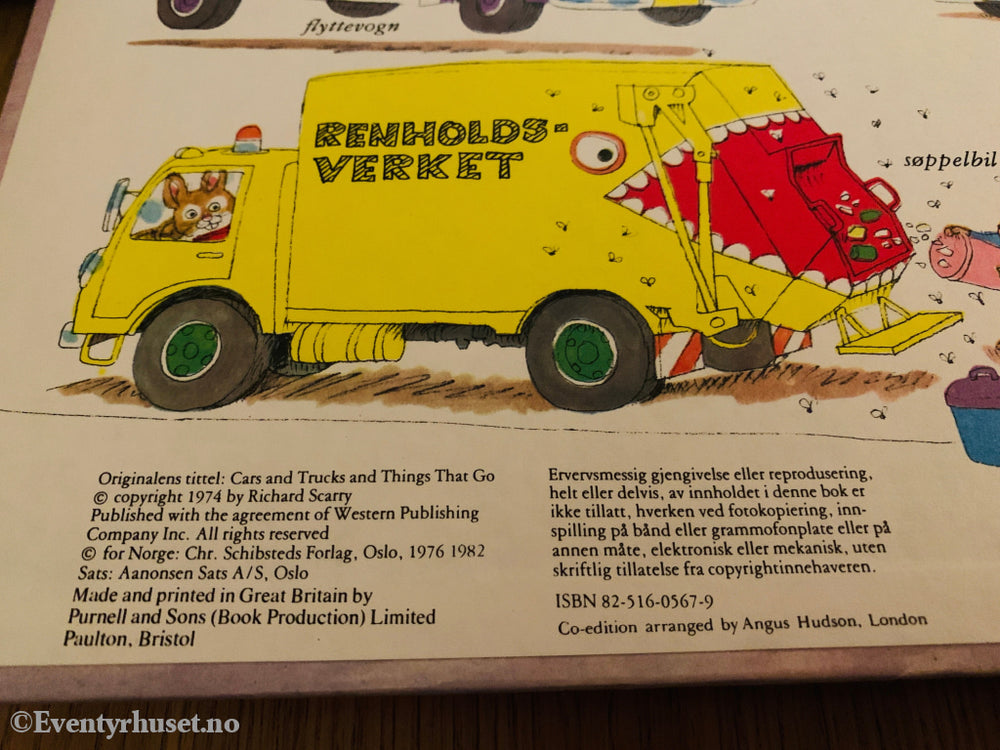 Richard Scarry. 1976/82. Min Store Bok Om Biler Og Saker Ting På Hjul. Førsteutgave! Stor Bok!