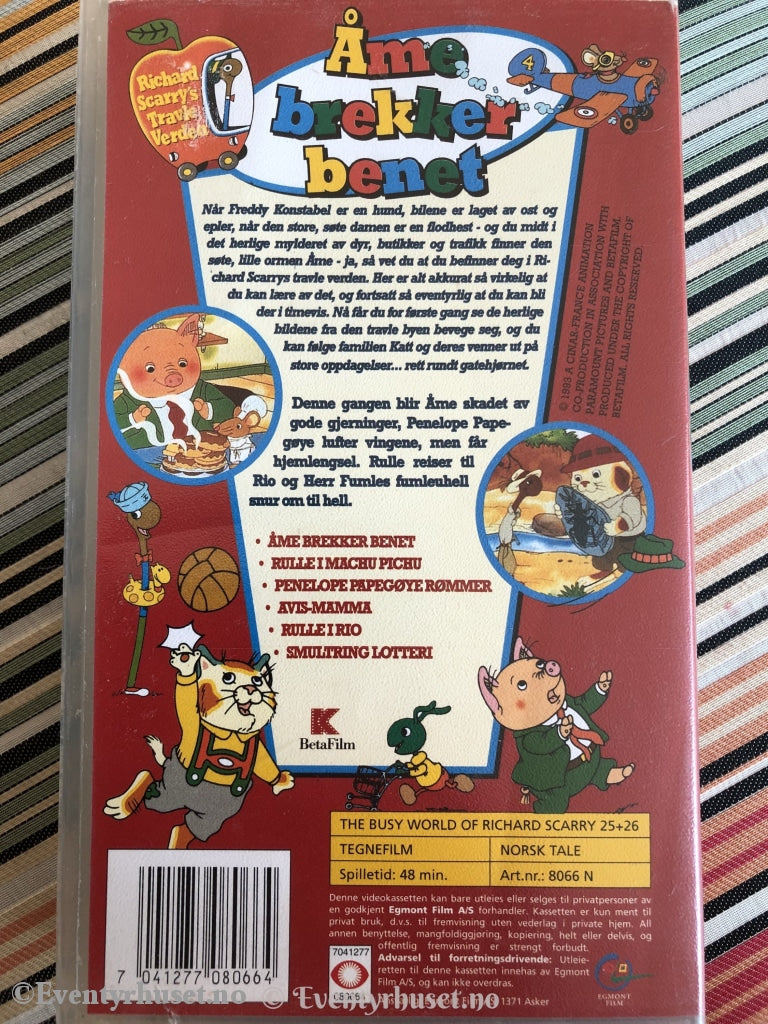 Richard Scarrys Åme Brekker Benet. Vhs. Vhs