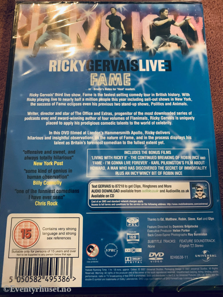 Ricky Gervais Live: Fame. DVD.
