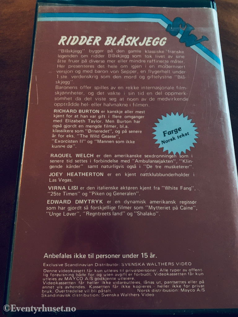 Ridder Blåskjegg. 1972. VHS Big Box.