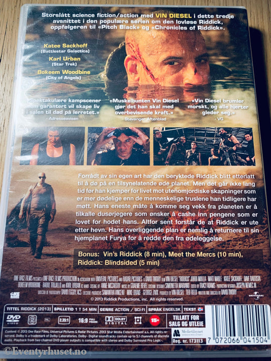 Riddick. 2013. Dvd. Dvd