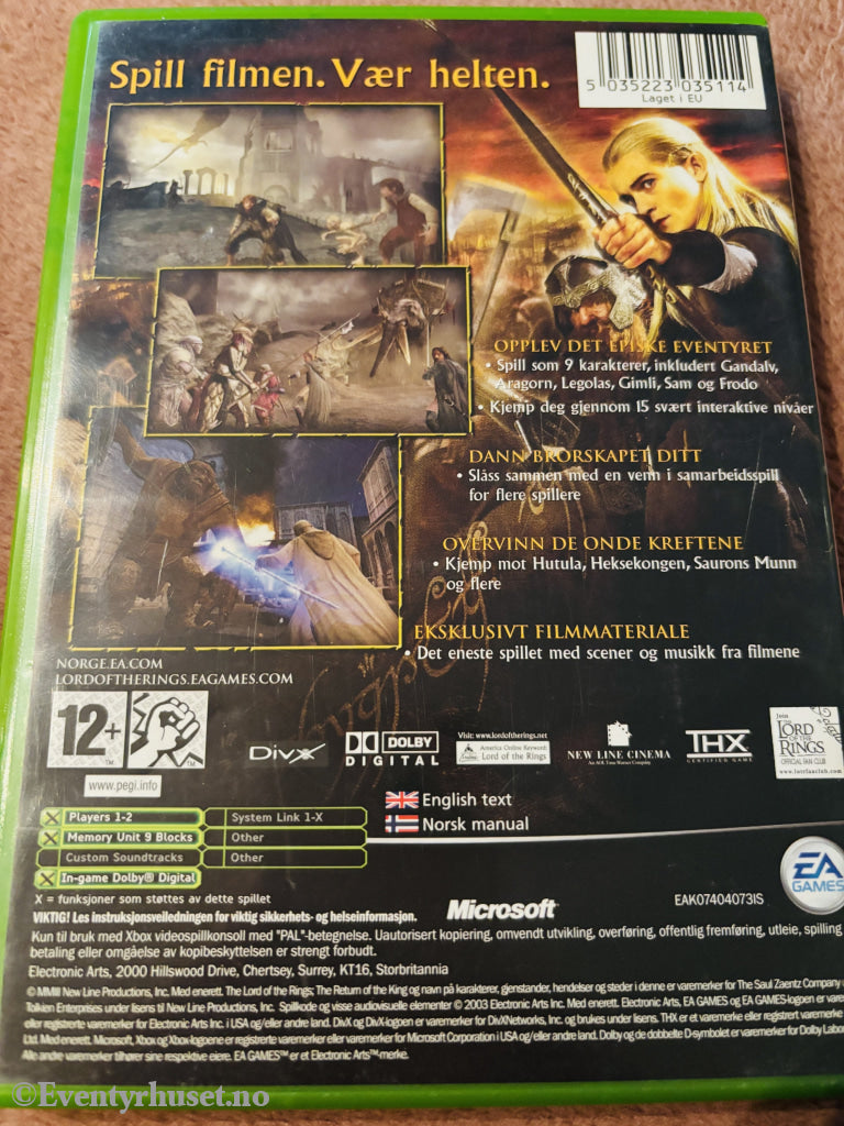 Ringenes Herre: Atter en Konge. Xbox.