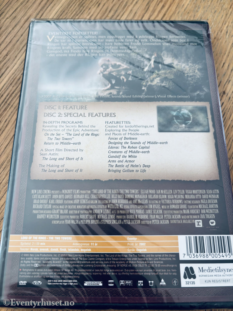 Ringenes Herre: To Tårn. DVD. Ny i plast!