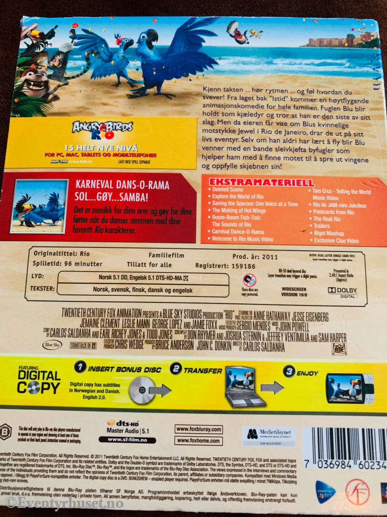 RIO. Blu-Ray slipcase. Blu-ray Disc