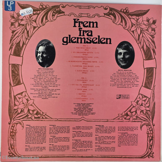 Rita Engebretsen & Helge Borglund. Årstall Ukjent. Frem fra glemselen. LP.