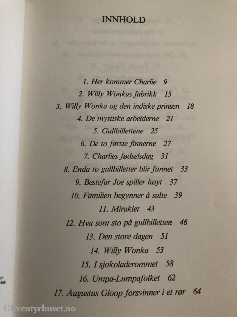Roald Dahl. 1964/1985. Charlie Og Sjokoladefabrikken. Fortelling