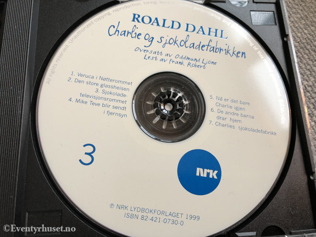 Roald Dahl. 1964/99. Charlie Og Sjokoladefabrikken. Lydbok På 3Xcd. Cd