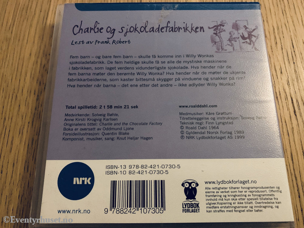 Roald Dahl. 1964/99. Charlie Og Sjokoladefabrikken. Lydbok På Cd. Cd