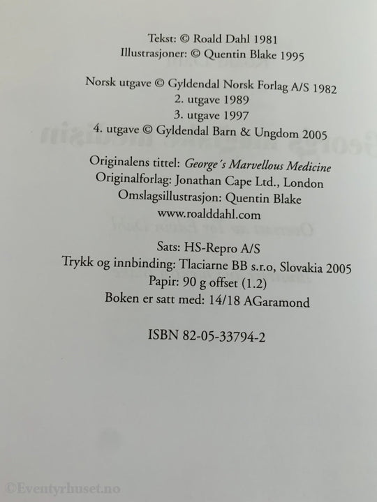 Roald Dahl. 1981/05. Georgs Magiske Medisin. Fortelling
