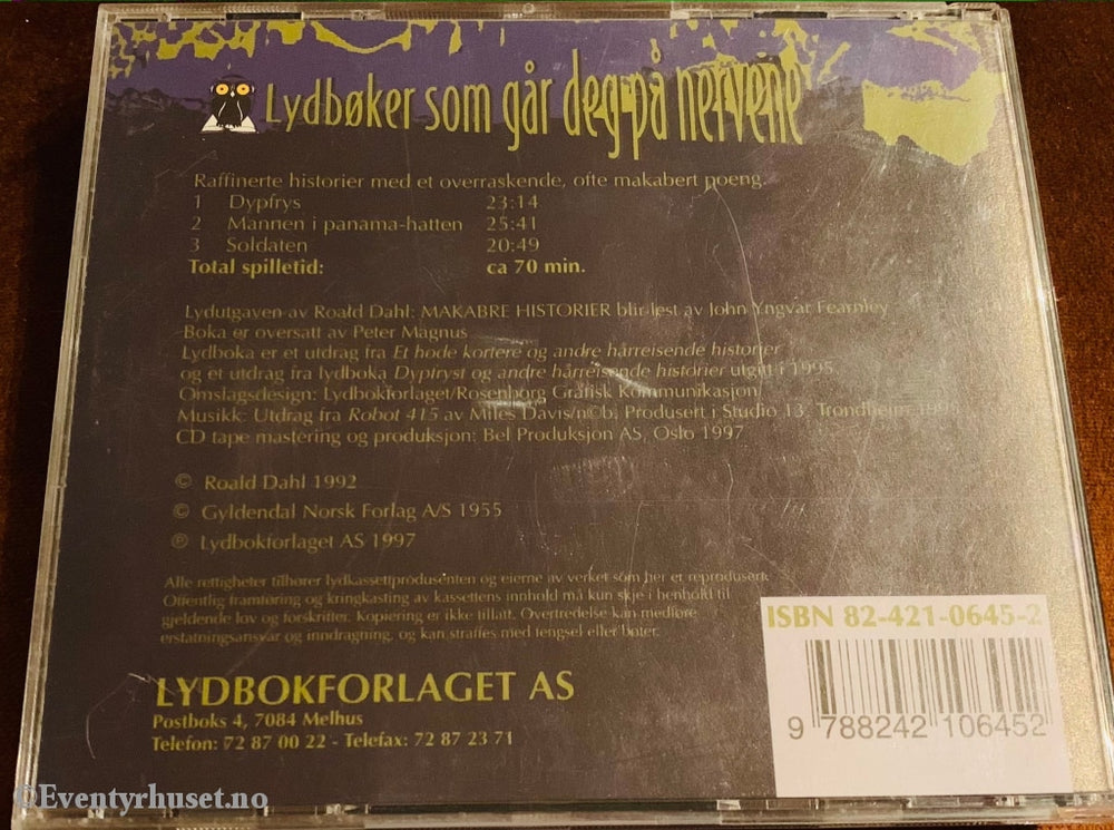 Roald Dahl. 1992/97. Makabre Historier. Lydbok På Cd.